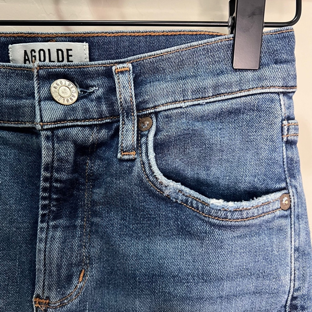 AGOLDE Jeans Distressed Blue Trendy Skinny Denim Cotton Turkey 90’s Slim Vintage - Picture 6 of 16